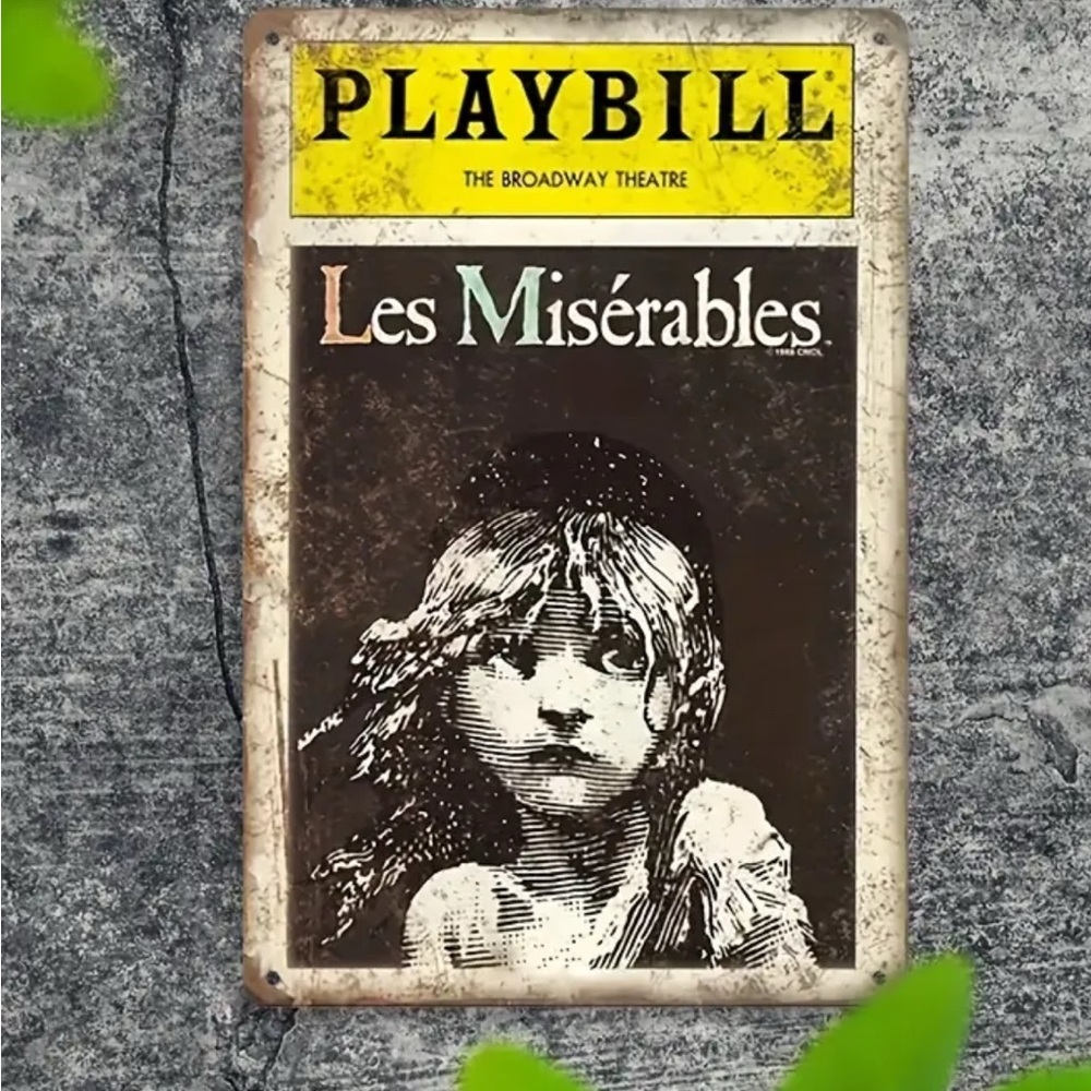 💜 NWT Les Misérables Playbill Metal Poster (8x12)